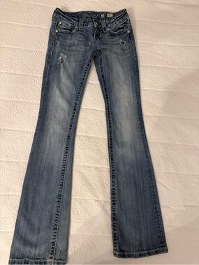 Miss Me Women's Blue Flare Jeans with Light Distressing